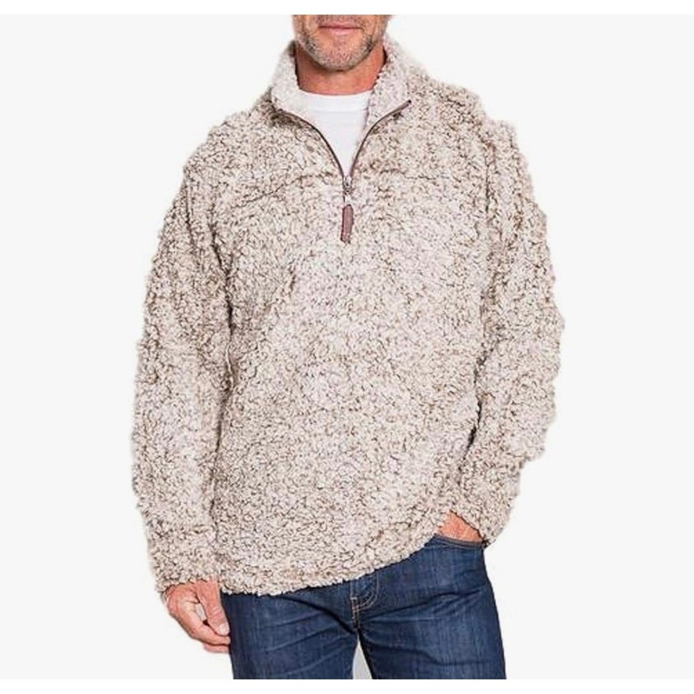 True Grit Oak Hall‎ Sherpa Fleece Pullover 1/4 Zip Beige Men's Size M
